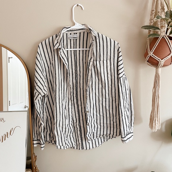 Urban Outfitters 100% Cotton Coastal Striped Button Down Shirt - Picture 1 of 6